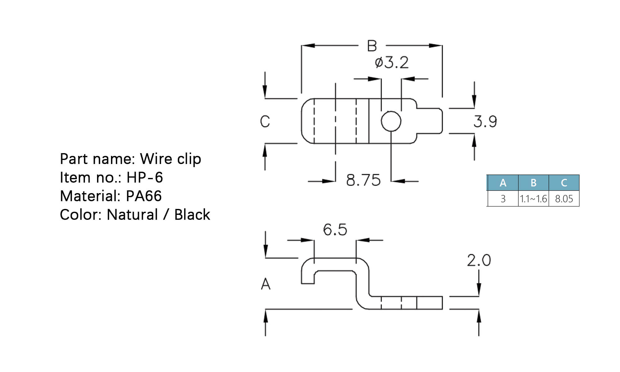 Wire clip HP-6